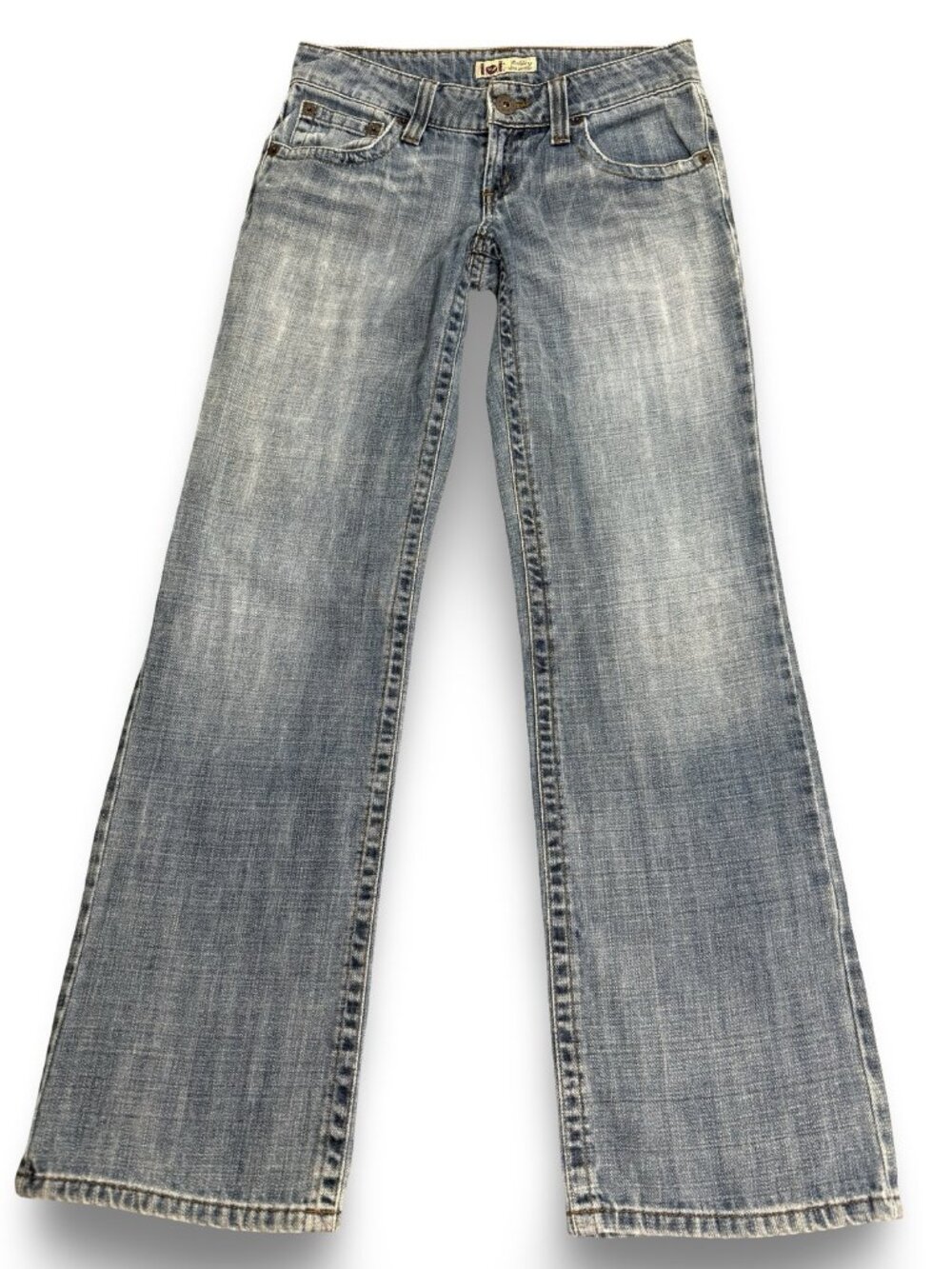Vtg LEI Ashley Ultra Low Rise Jeans Size 5 Blue Faded Bootcut Y2K 90s Grunge